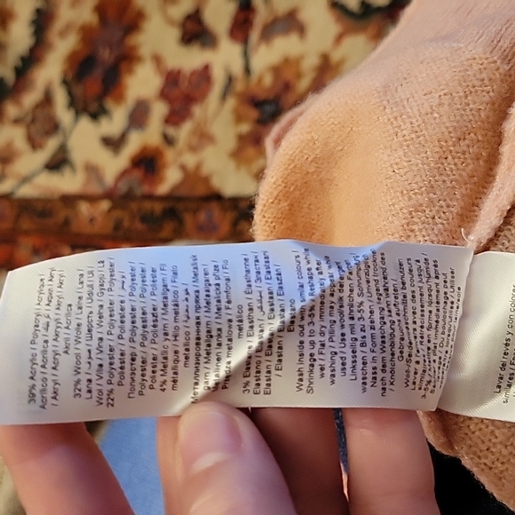 KAFFE Sweater L Blue White Cream Pink Stripes - Picture 12 of 13